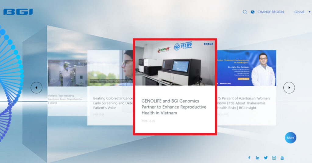 BGI Genomics đưa tin về dự án hợp tác chuyển giao NIFTY® cho Genolife trong mục tiêu nâng cao sức khỏe sinh sản tại Việt Nam.